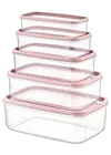 Kép 4/4 - Emhouse tároló doboz szett négyzet 5 részes 0,33+0,53+0,85+1,3+2,1l EP-500