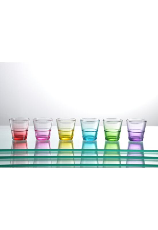 Sigma üveg pohár kávés színes szett 6 részes 6x7cl SGM04647 ÚJ